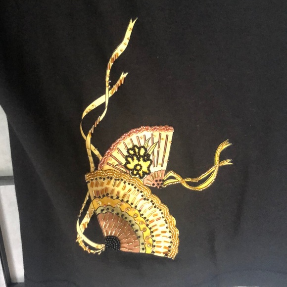 Vintage Black top wfans embellished with beading. - Picture 4 of 5